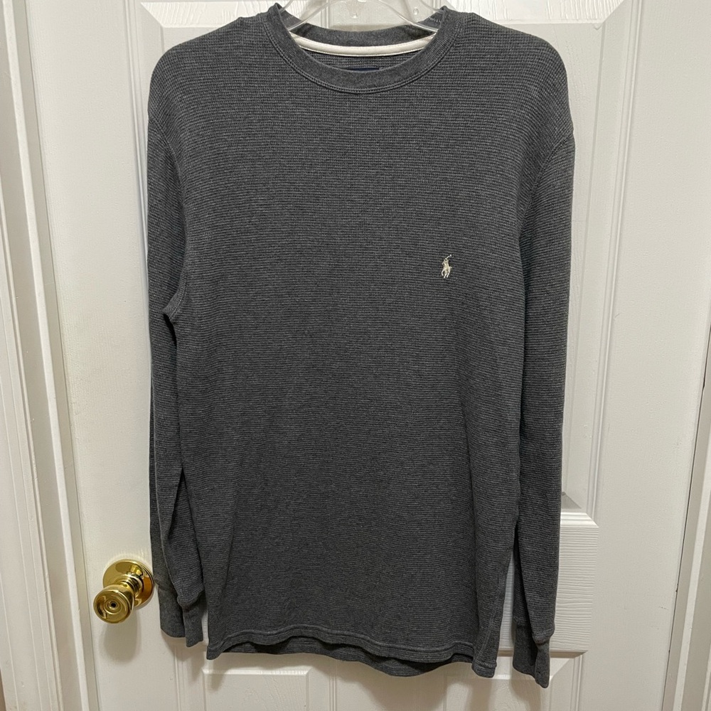 Men's Polo Ralph Lauren Gray Long Sleeve Shirt Size Medium